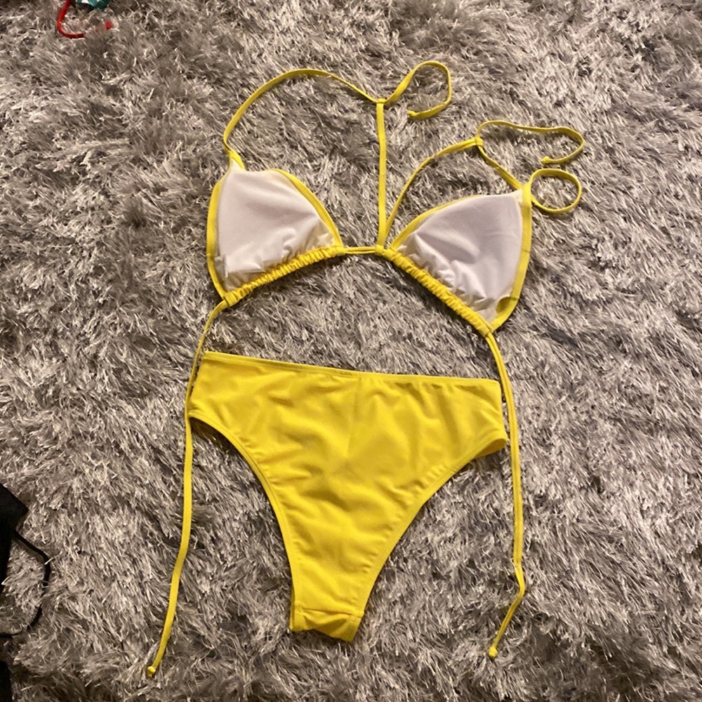 Bikini Set Bright Yellow String Size Large - image 4